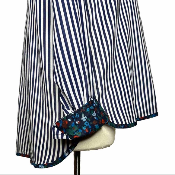 Anthropologie Holding Horses Blue Stripe Blouse Size S Collar Buttons Floral - Picture 5 of 8
